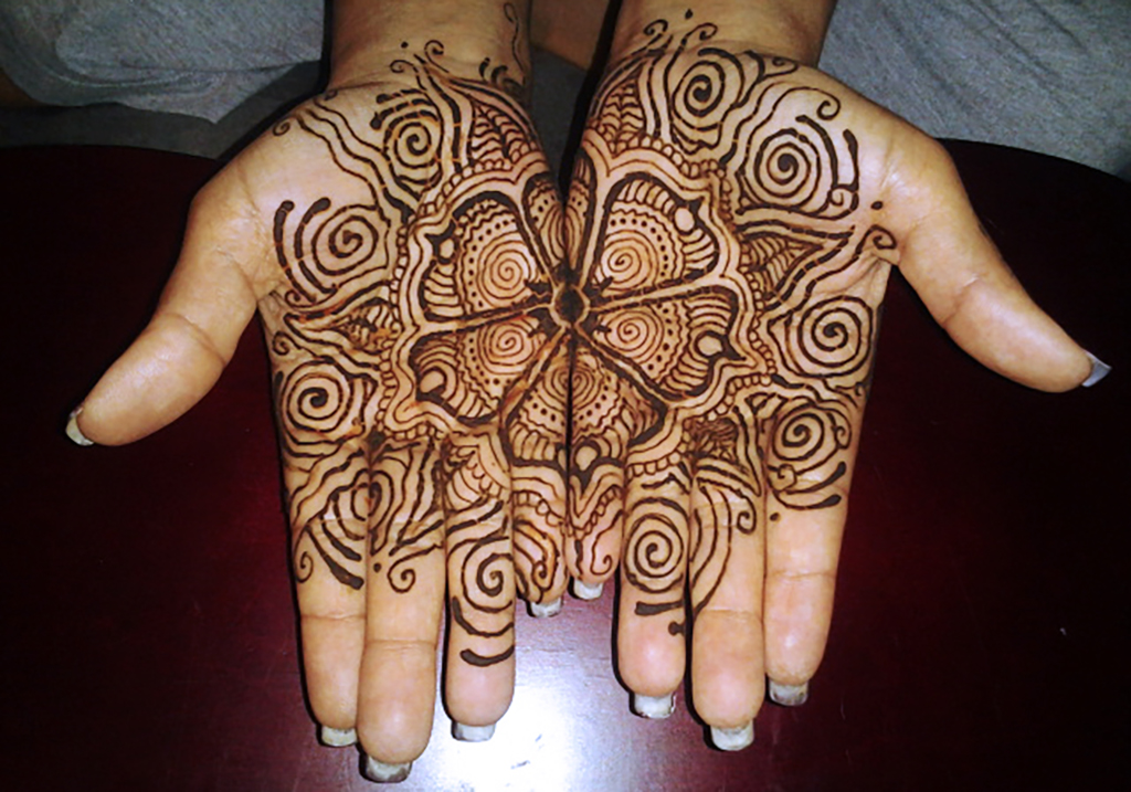 two handed henna flower design
